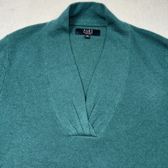 Alex Marie 100% Cashmere XL V Neck Womens Sweater Green - Picture 3 of 7